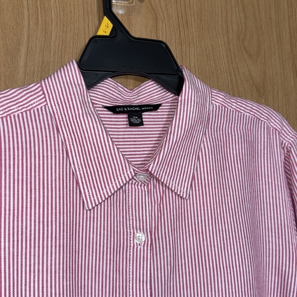 Zach & Rachel pink white striped button front size 3X - Picture 3 of 5